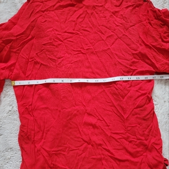 Entro Red Open Embroidered Stitch Half Sleeve Cardigan Size L - Picture 7 of 8